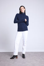 Jersey Cuello Alto Zip Mujer Emy - Azul Marino - Mujer