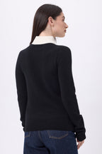 Pull Col Camioneur Zip Emy - Noir Blanc - Femme