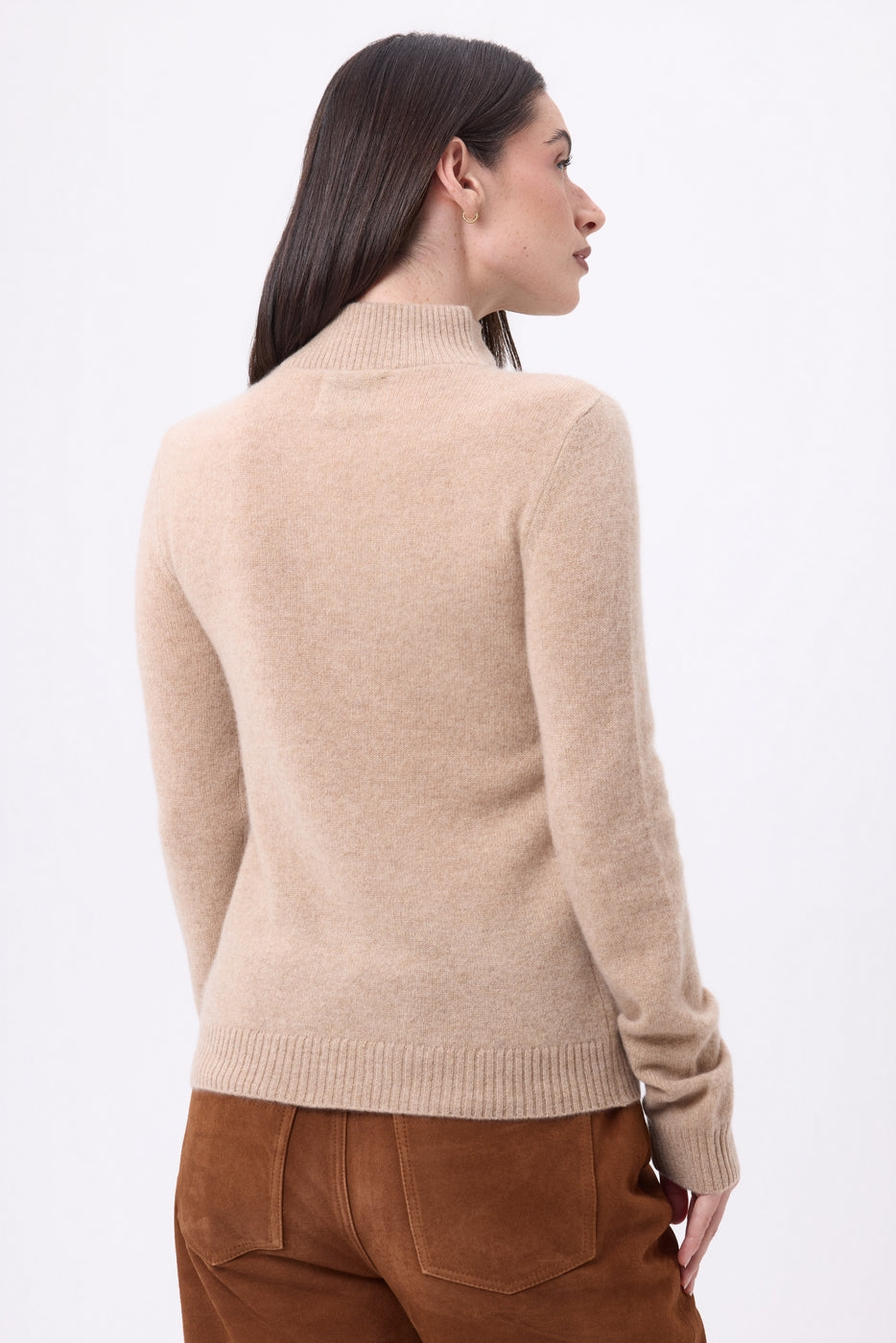 Pull Col Camioneur Zip Emy - Beige Creme - Femme
