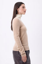 Jersey de cuello camionero con cremallera Emy - Beige crema blanco - Mujer