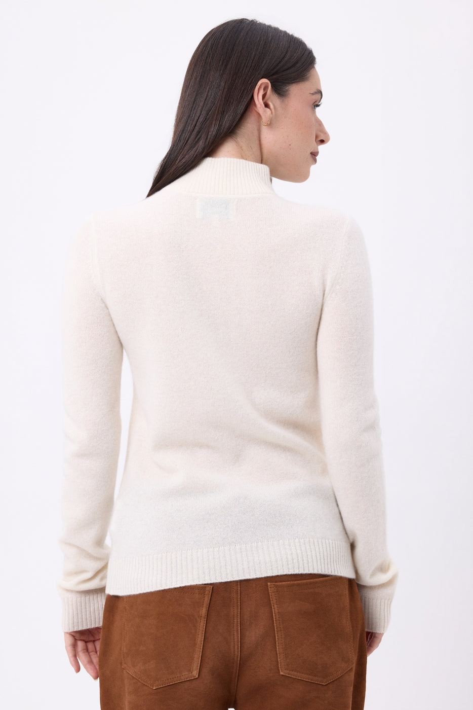 Jersey de cuello camionero con cremallera Emy - Blanco - Mujer