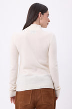 Jersey de cuello camionero con cremallera Emy - Blanco - Mujer