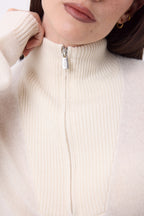 Jersey de cuello camionero con cremallera Emy - Blanco - Mujer