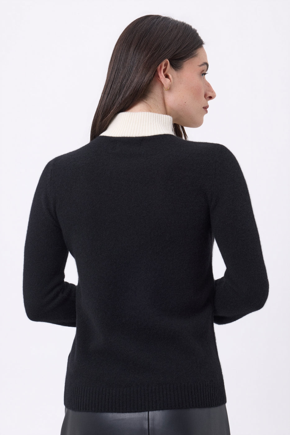 Jersey de cuello camionero con cremallera Emy - Azul marino blanco - Mujer
