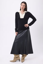 Jersey de cuello camionero con cremallera Emy - Azul marino blanco - Mujer