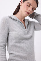 Pull Col Camioneur Zip Emy - Gris Clair - Femme