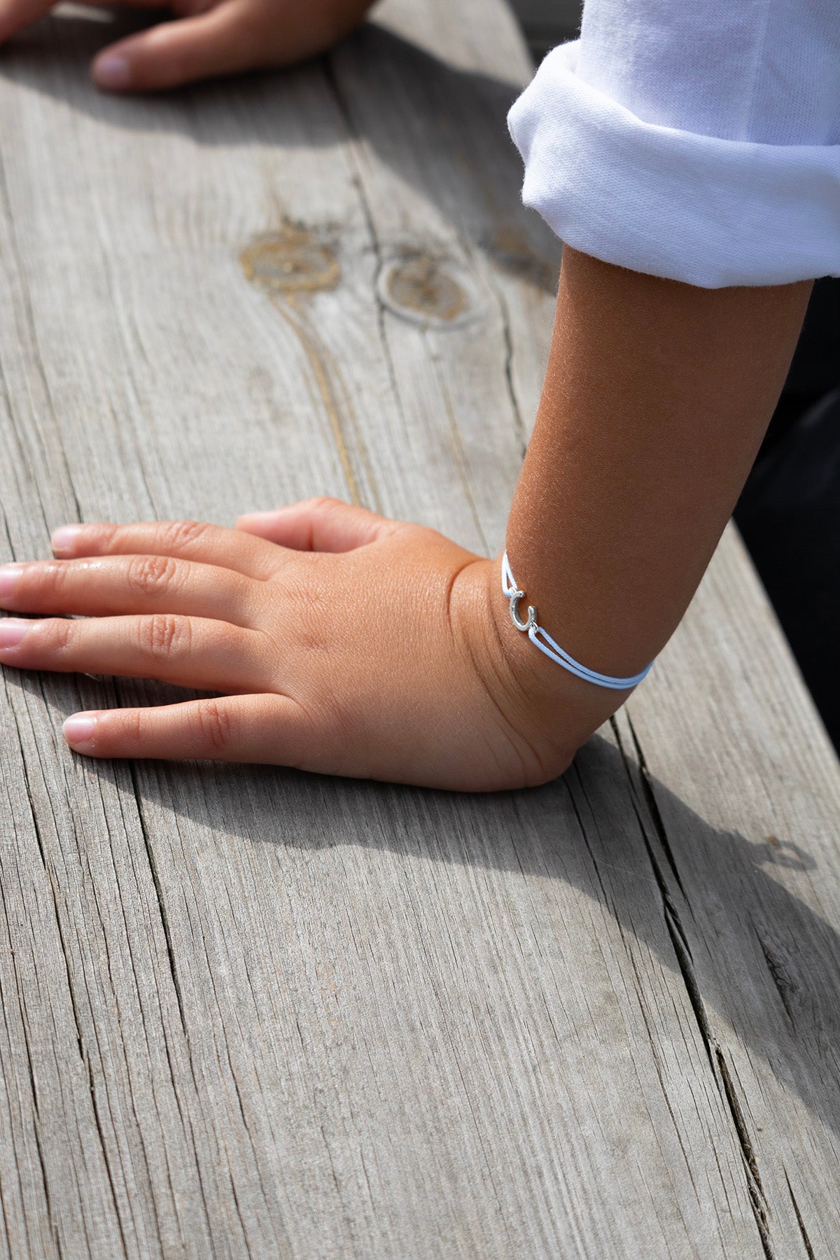 Bracelet Lettres Plaqué Argent Enfant - Bleu Ciel
