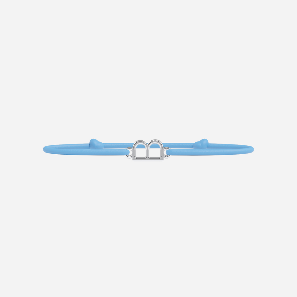 Bracelet Lettres Plaqué Argent Enfant - Bleu Ciel