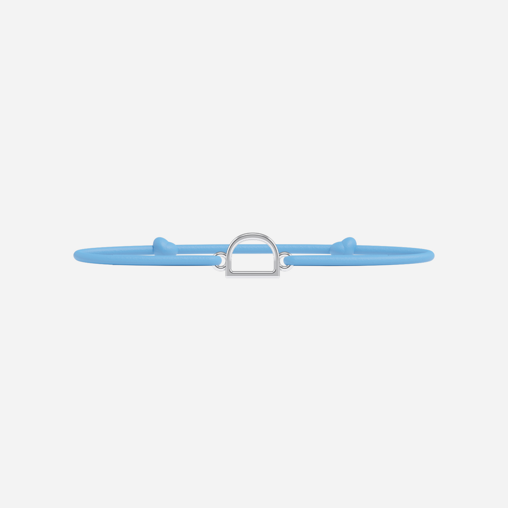 Bracelet Lettres Plaqué Argent Enfant - Bleu Ciel