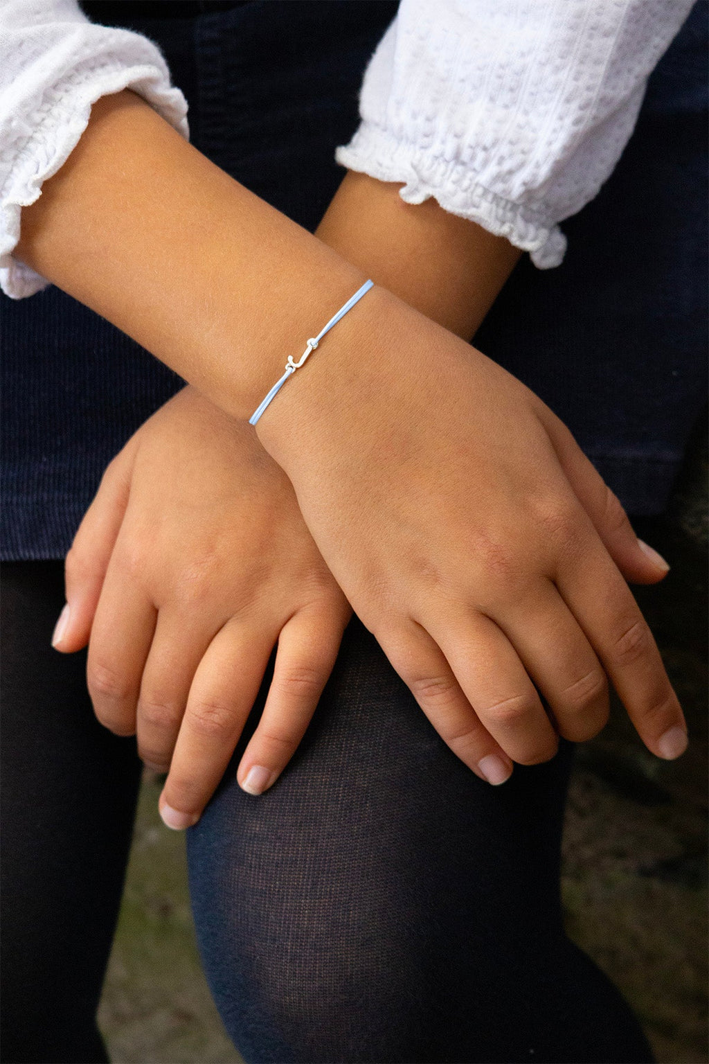 Bracelet Lettres Plaqué Argent Enfant - Bleu Ciel