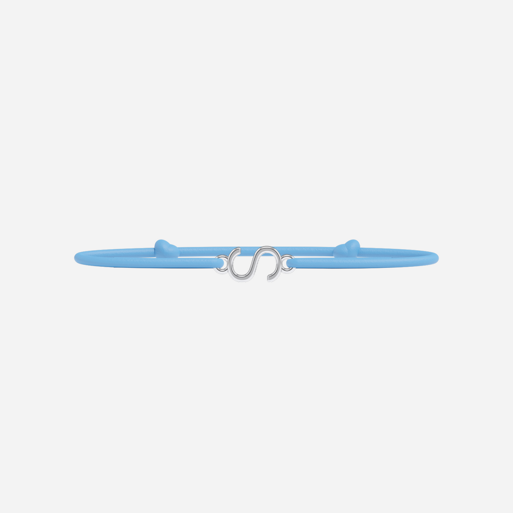 Bracelet Lettres Plaqué Argent Enfant - Bleu Ciel