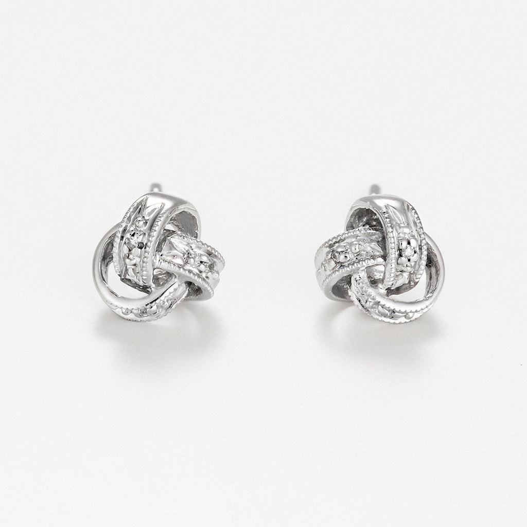Boucles D'Oreilles "Joli Noeud" Diamants 0,02Ct/6 - Or Blanc