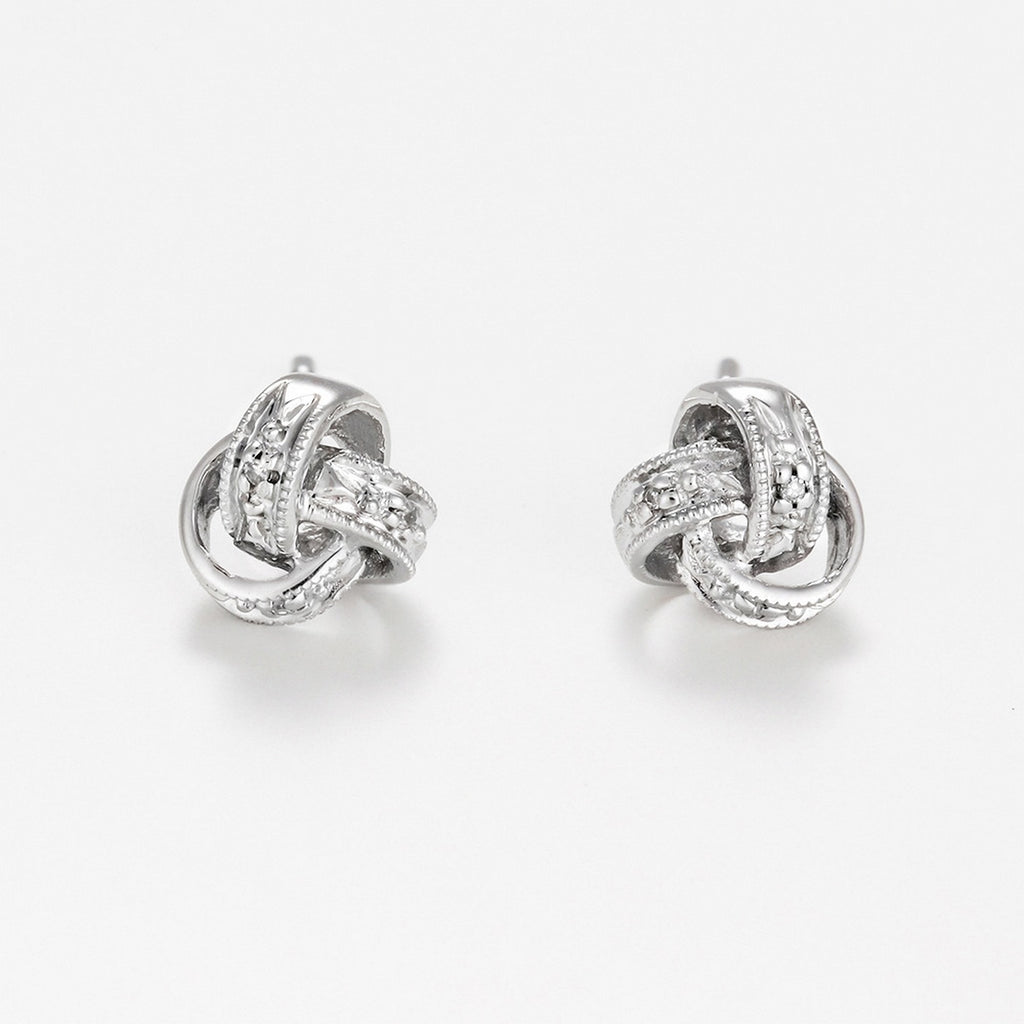 Pendientes "Joli Noeud" D0.02Ct/6 - Oro blanco 375/1000