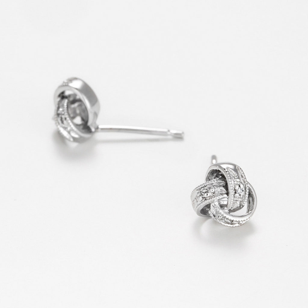Pendientes "Joli Noeud" D0.02Ct/6 - Oro blanco 375/1000