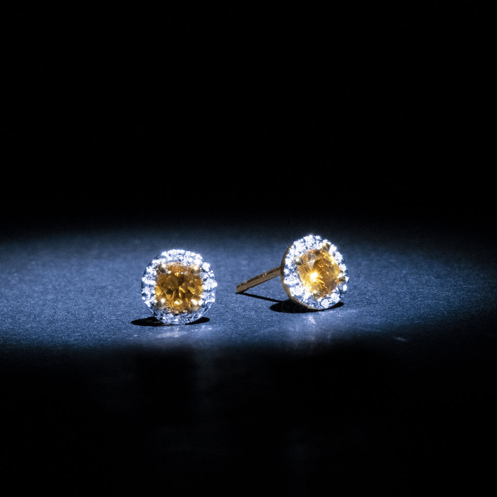Pendientes "Popi" - D0.05/16 Y Citrino 0.46/2 - Oro amarillo 375/1000