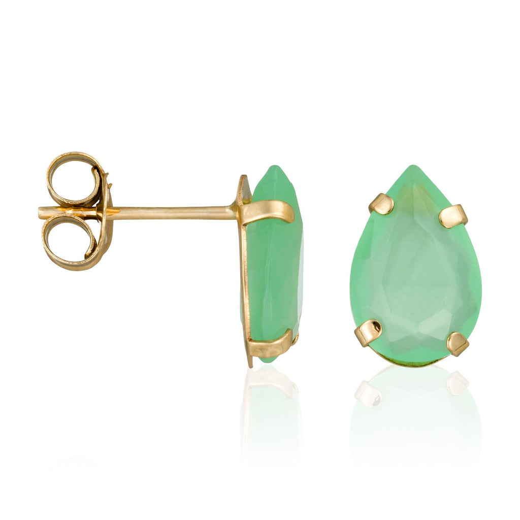 “Aya” Earrings – Green Jade, 375/1000 Yellow Gold