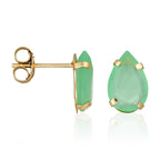“Aya” Earrings – Green Jade, 375/1000 Yellow Gold