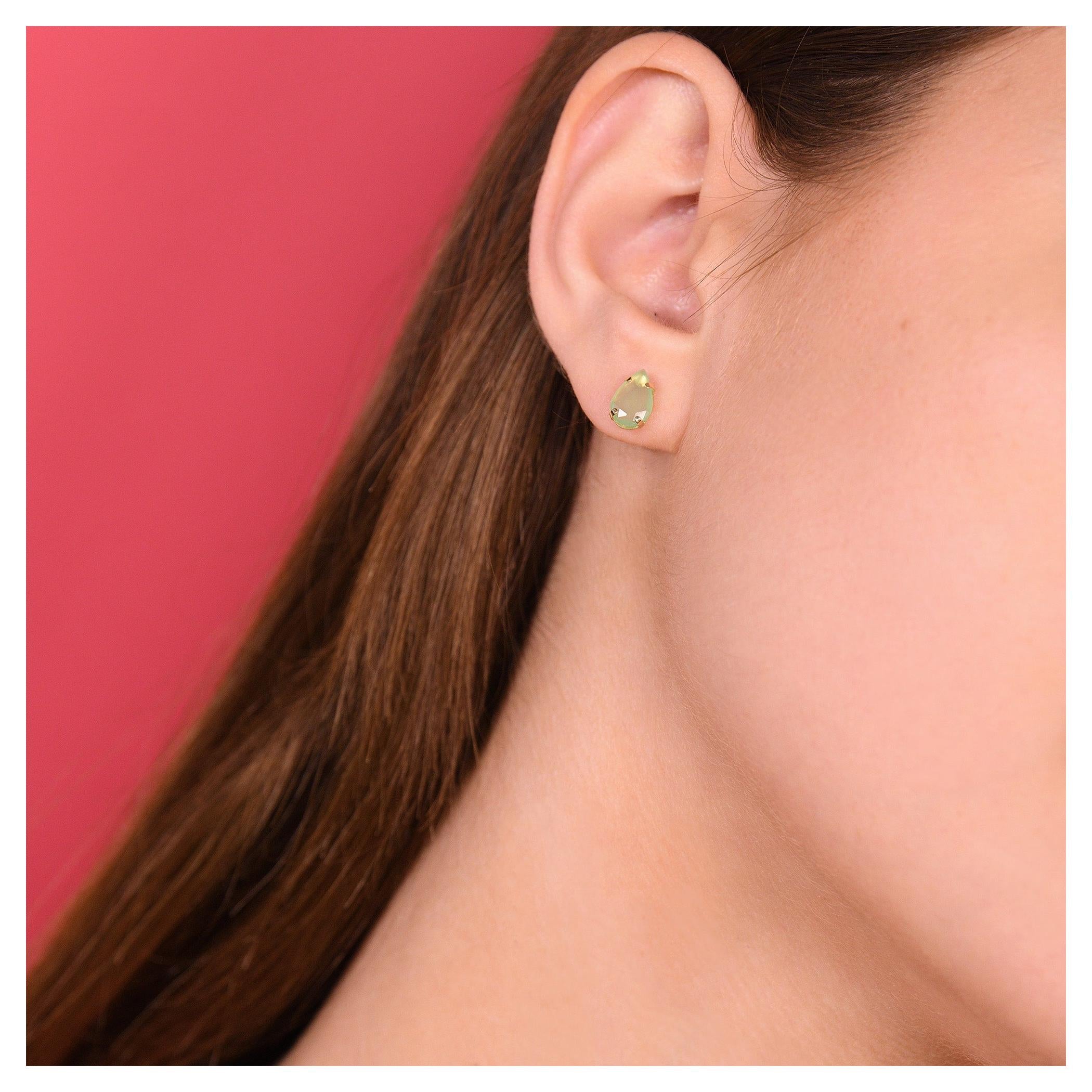 “Aya” Earrings – Green Jade, 375/1000 Yellow Gold