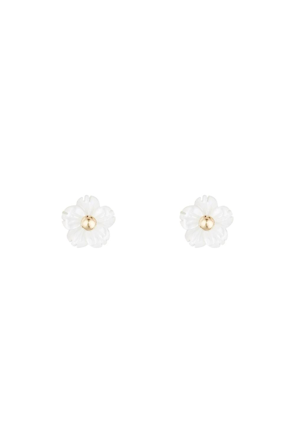 Children's Earrings "Jolie Margherite" Mother-of-Pearl And 375/1000 Yellow Gold