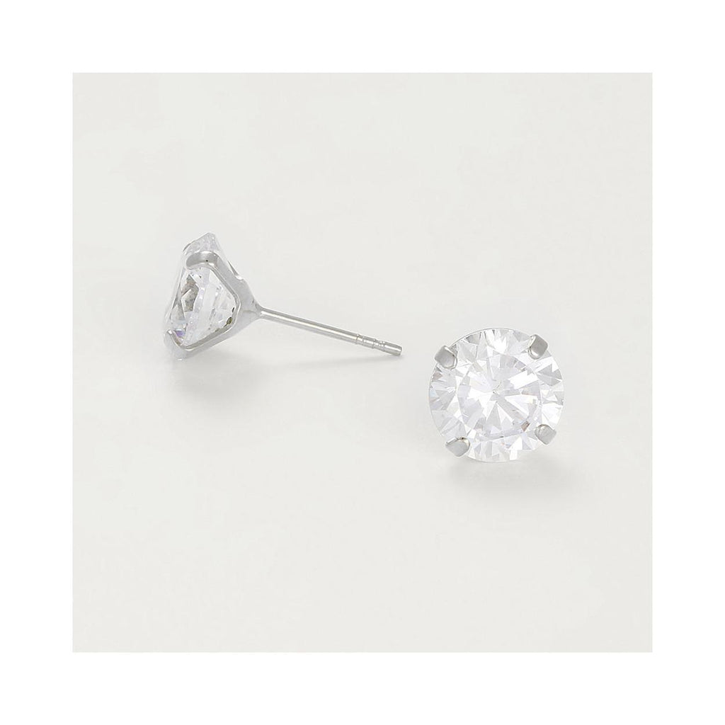 “Simply You 8Mm” 375/1000 White Gold And Zirconium Earrings