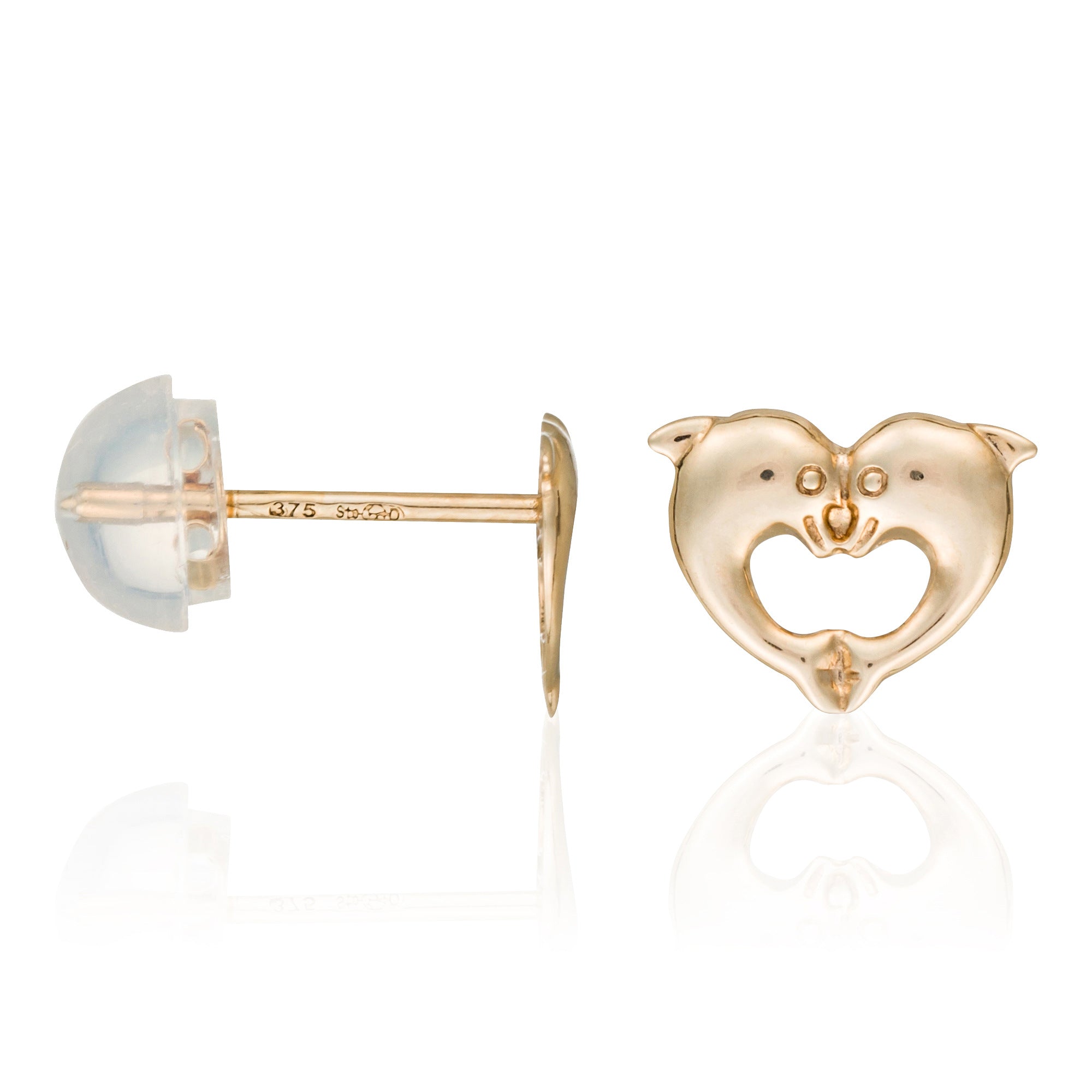 Boucles D'oreilles Enfant "Dauphins Merveilleux" Or Jaune 375/1000