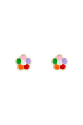 Boucles D'Oreilles Enfant "Margherite Multicolore" Or Jaune 375/1000