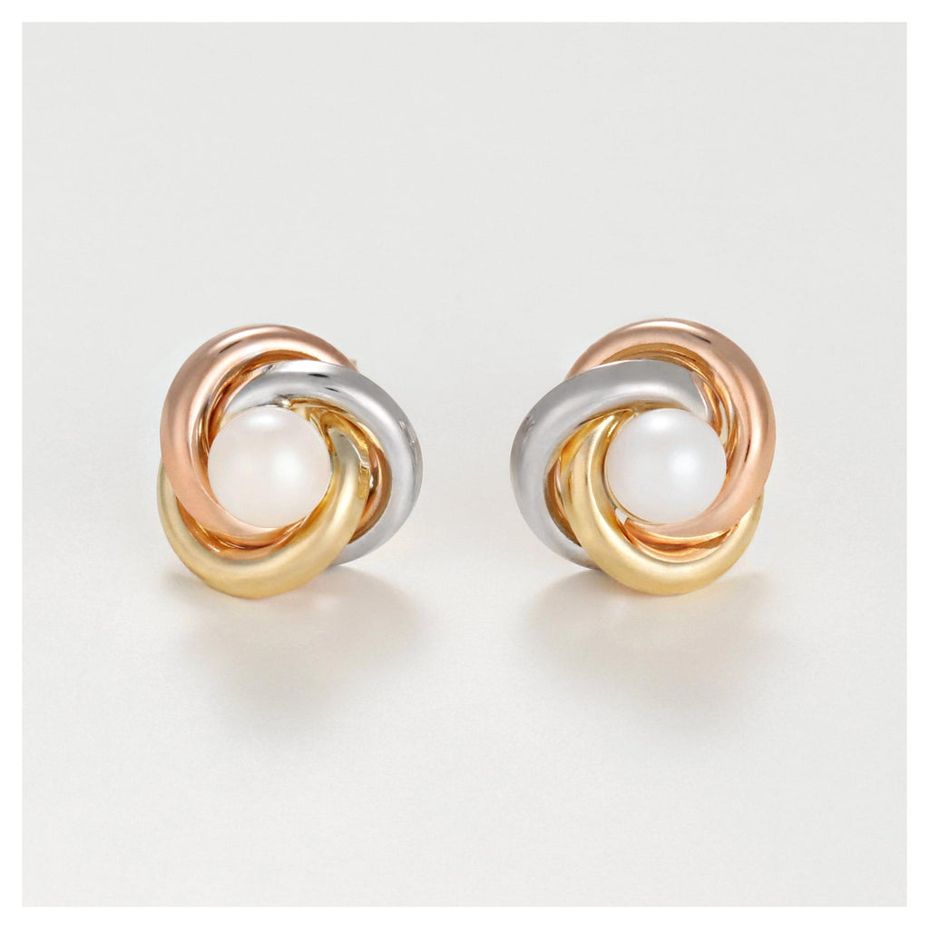 Pendientes “April” Oro Tricolor 375/1000 Y Perla
