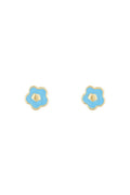 Boucles D'Oreilles Enfant "Fleur Bleue" Or Jaune 375/1000