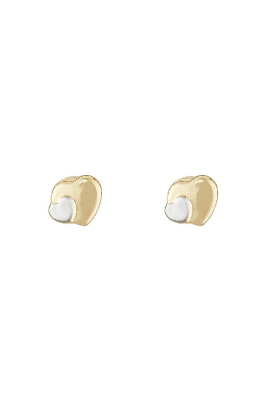 Boucles D'Oreilles Enfant "Petit Coeur" Or Bicolore 375/1000