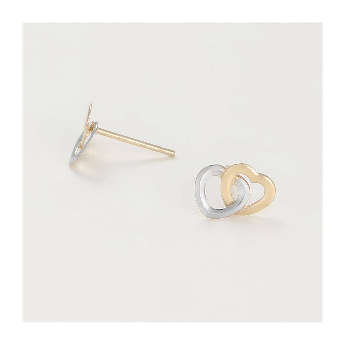 Boucles D'Oreilles "Petits Coeurs" Bicolore 375/1003