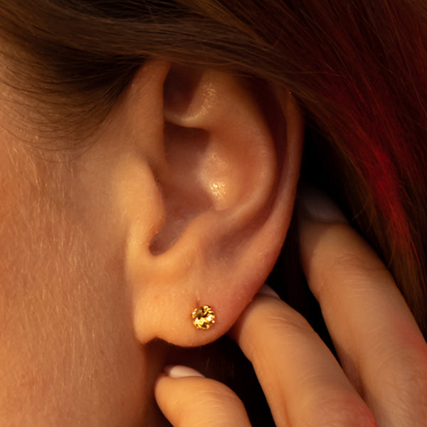 Stud Earrings "Citrine Stud 4Mm": 0.4Ct/2