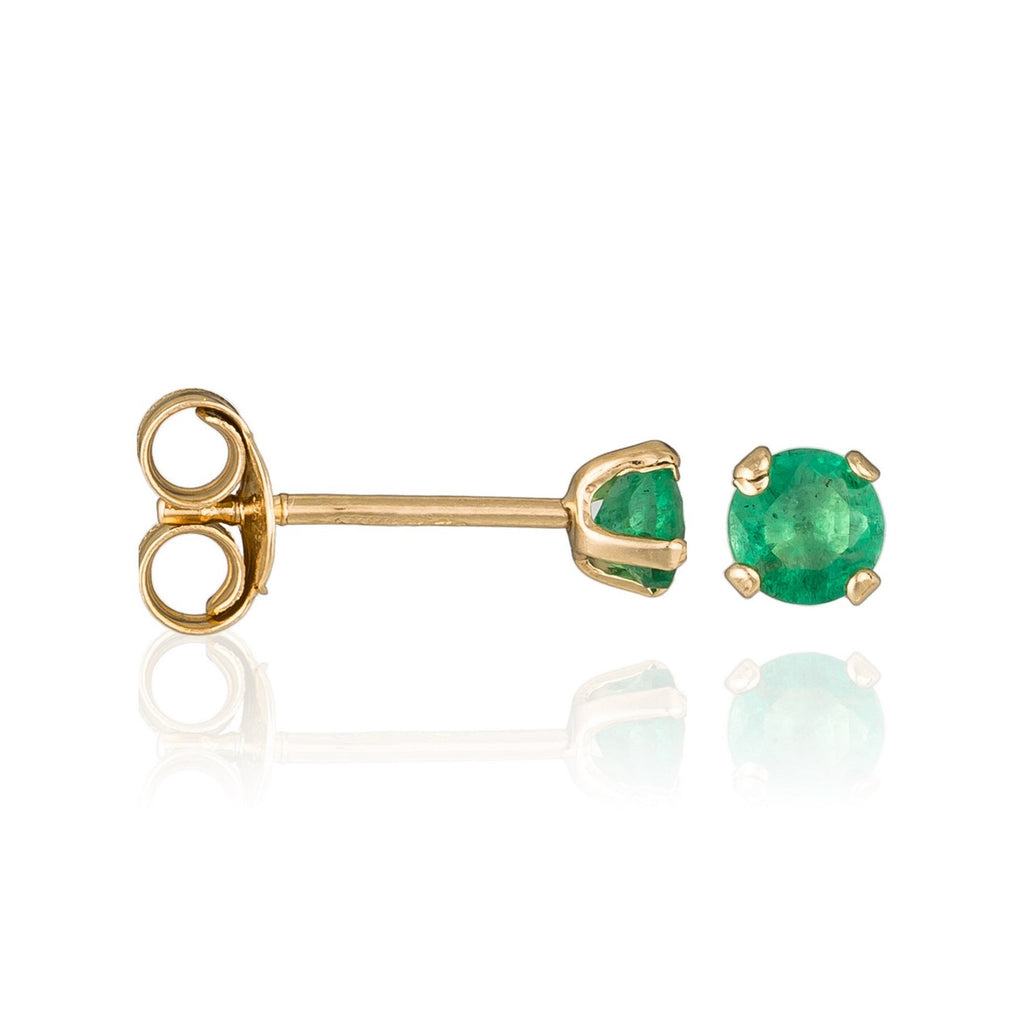 Pendientes "Puce Emeralda 3Mm": 0.24Ct/2 - Oro Amarillo 375/1000