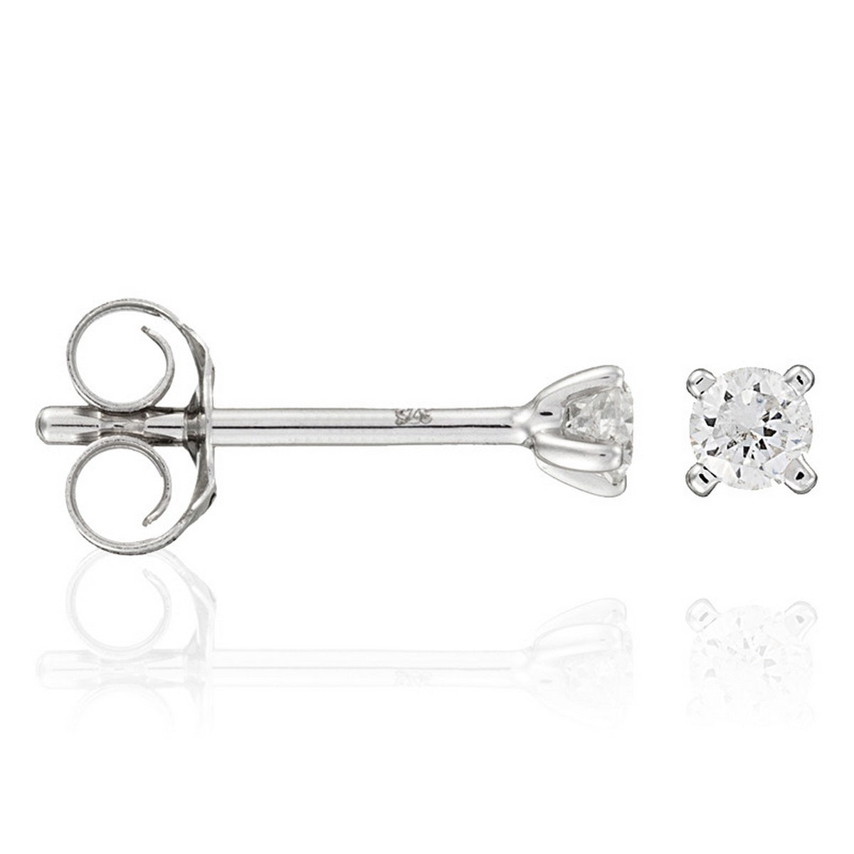 Boucles D'Oreilles "Single Diamond 0,06" Diamants 0,06/2 - Or Blanc