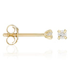 Pendientes "Diamante único 0.06" D0.06/2 - Oro amarillo 375/1000