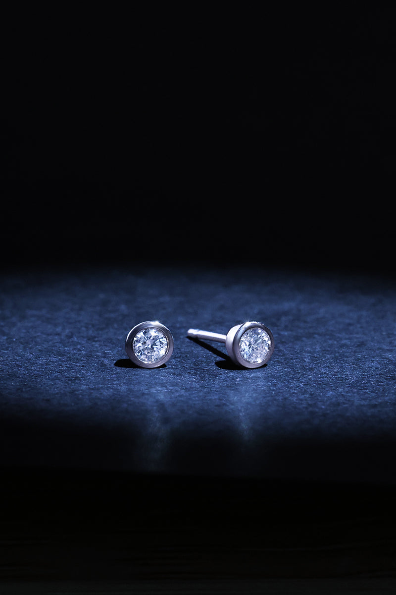 Boucles D'Oreilles "Puces Serti Clos 0,15"