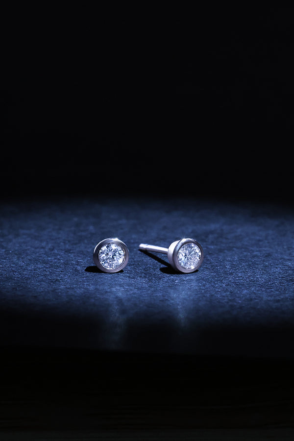 Boucles D'Oreilles "Puces Serti Clos 0,15"