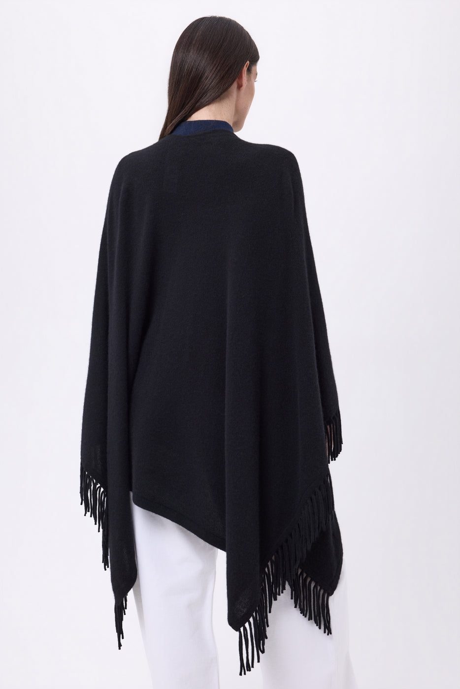 Poncho con flecos Equinoxe - Negro - Mujer