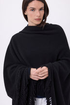 Poncho con flecos Equinoxe - Negro - Mujer
