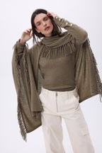 Ponche À Franges Equinoxe - Khaki Chine - Femme