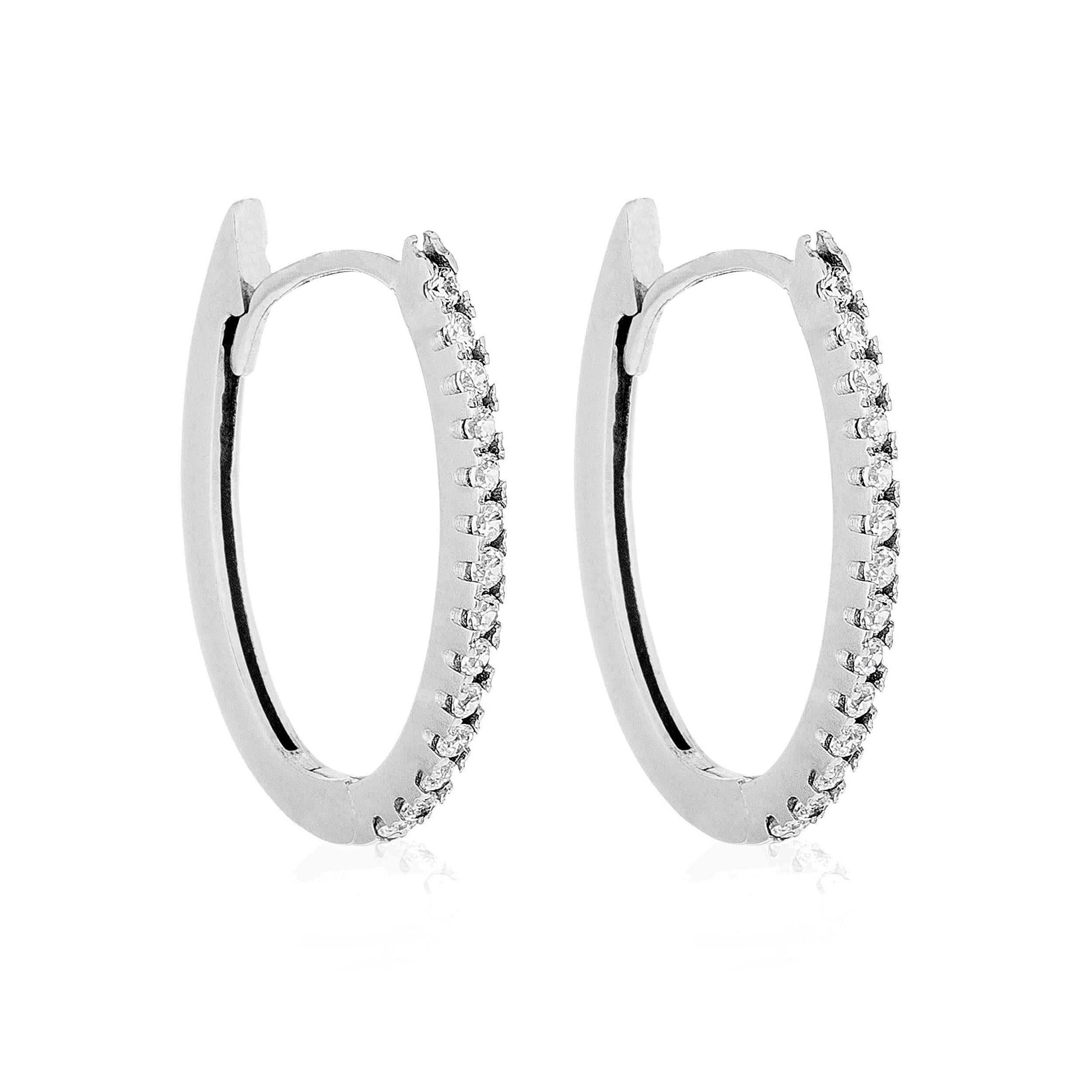 “Alizée 11Mm” Earrings 375/1000 White Gold And Zirconium