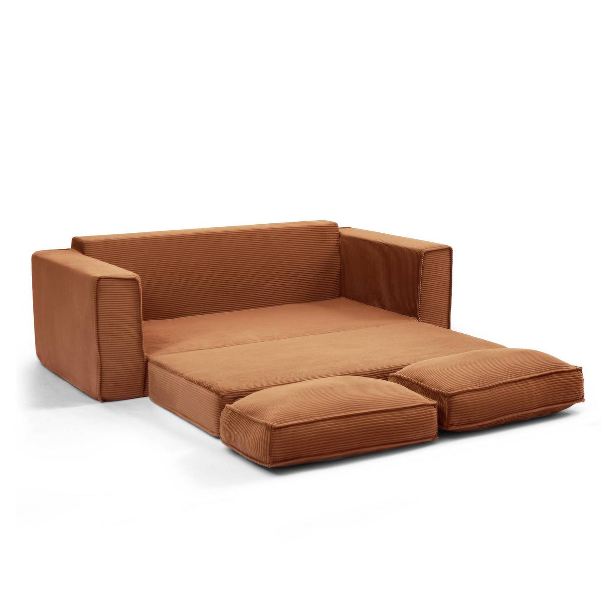 Erebus - Gerades Komprimiertes Klappsofa 3-Sitzer Mit Schlaffunktion - Cord - Terrakotta