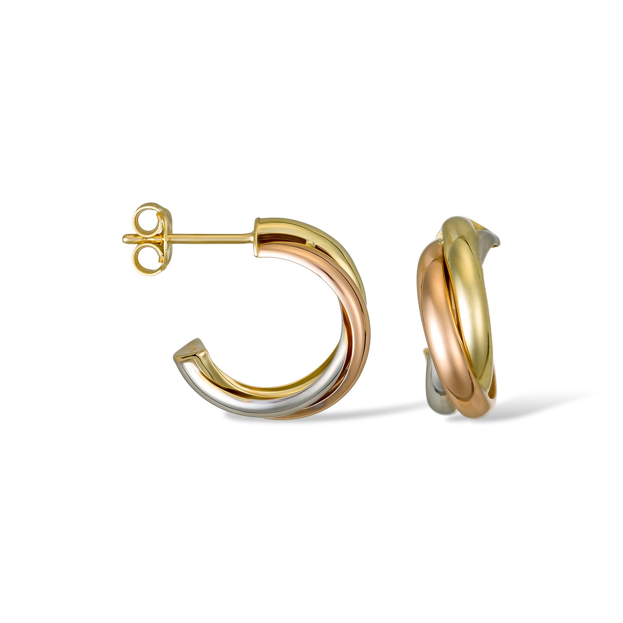 "Tri Or Hoop" Tricolour Gold 375/1000 Earring