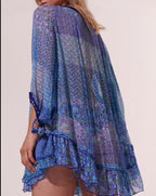 Poncho Nava - Blue Batik Stripe - Femme