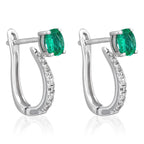 Boucles D'Oreilles "Belle Émeraude" D0,1/18 + Eméraude 0,35/2 - Or Blanc