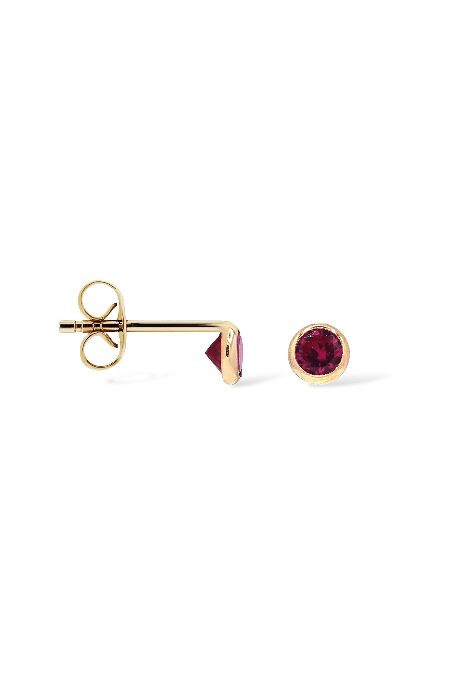 Boucles D'oreilles "Puces Tendresse" Or Jaune 375/1000 et Zirconium Rose