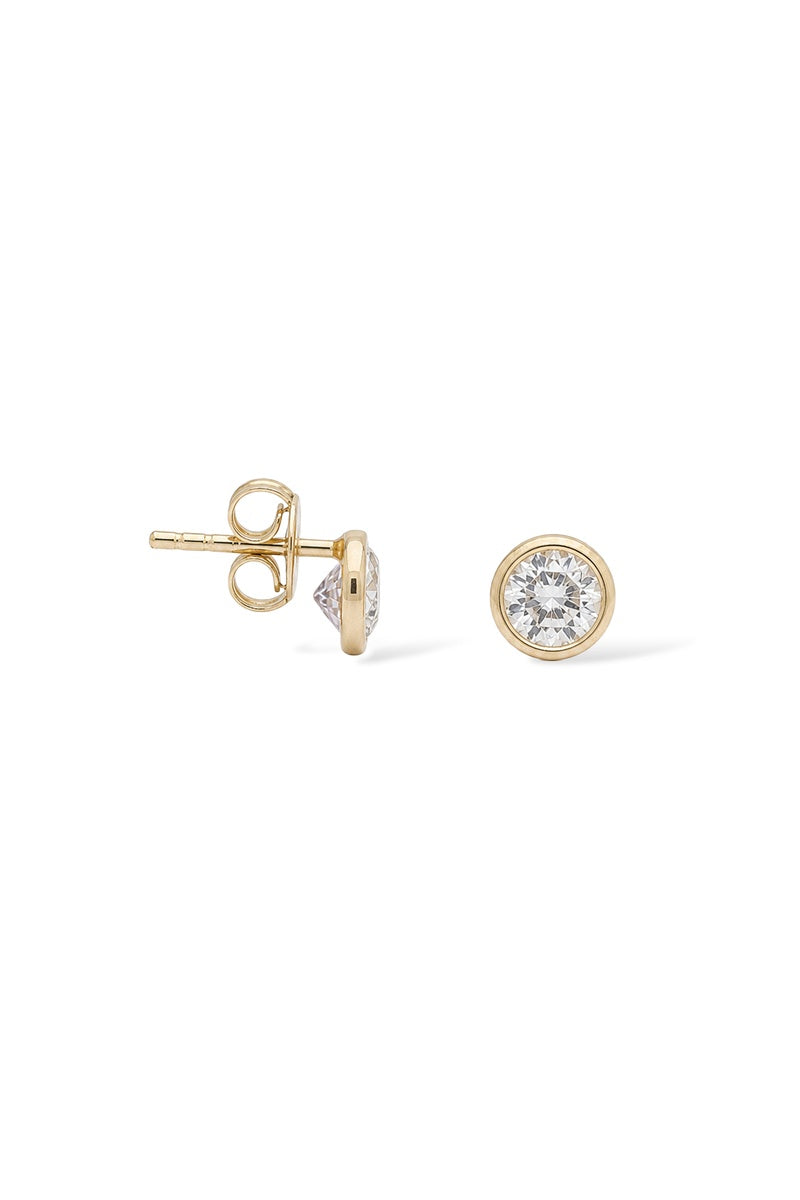Boucles D'Oreilles "Puces Tendresse 3Mm" Or Jaune 375/1000 Et Zirconium