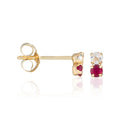 “Puces Duo Precious 0.18Ct/4” Topaz And Ruby Earrings
