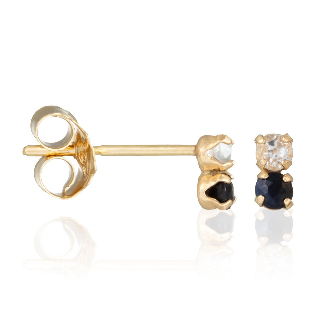 Pendientes de topacio y zafiro “Puces Duo Precious 0,16 quilates/4”