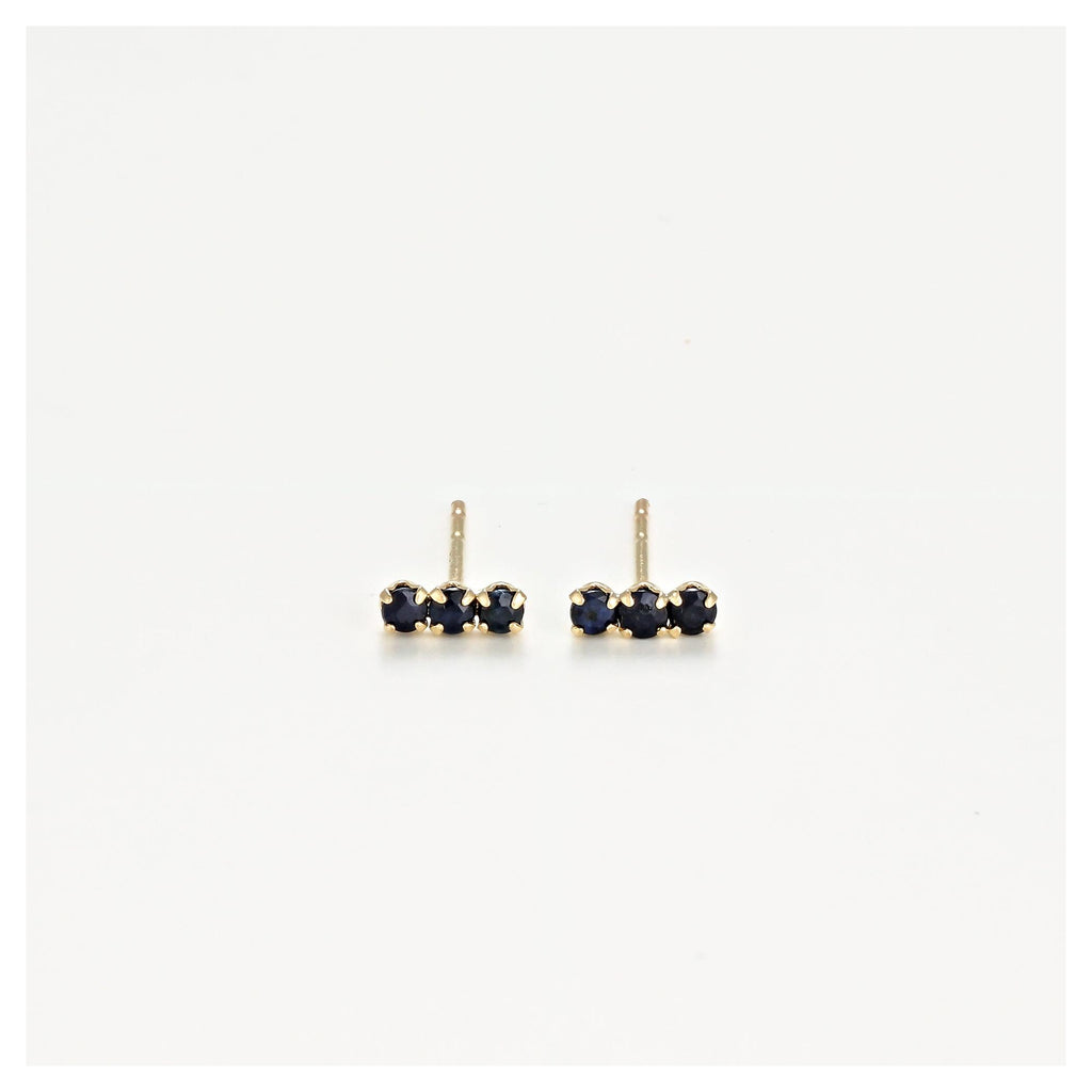 375/1000 Yellow Gold “Trio De Puces Sapphire 0.24Ct/6” Earrings