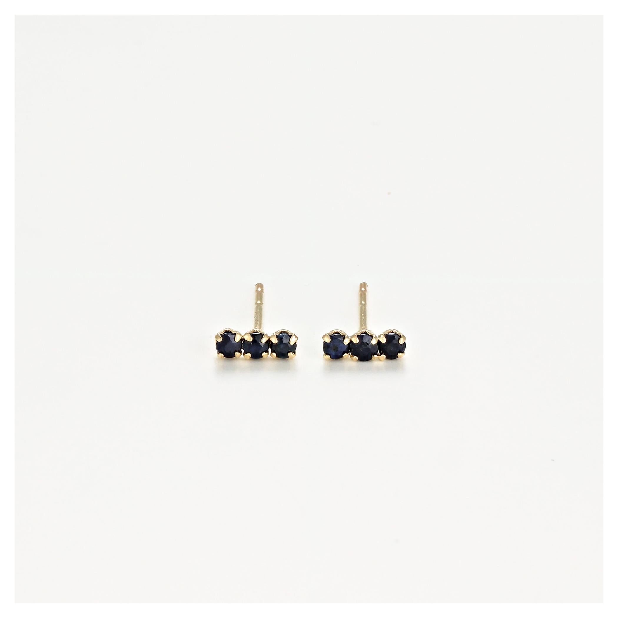 375/1000 Yellow Gold “Trio De Puces Sapphire 0.24Ct/6” Earrings